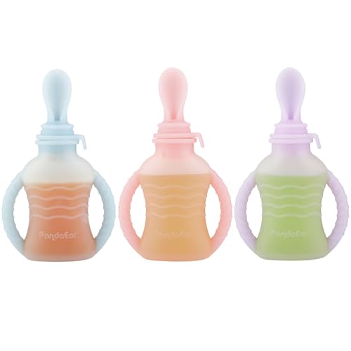 PandaEar Silicone Baby Food Pouches Set - 3 Pack, 4oz, BPA-Free