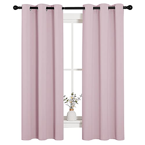 NICETOWN Baby Pink Blackout Curtains 34" x 63" - 2 Panels