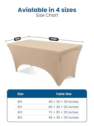 Utopia Kitchen 8FT Champagne Spandex Table Cloth 2 Pack