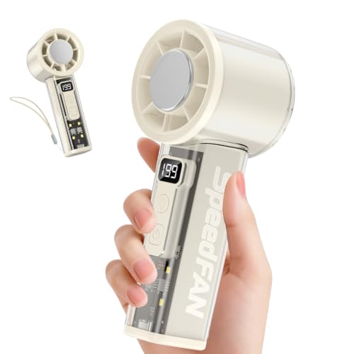 Deyhoc Portable Handheld Turbo Fan with 5-Speed USB-C Rechargeable & LED Display