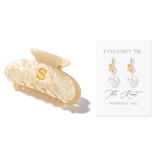 Bridesmaid Hair Clip and Pearl Earring Gift Set for Wedding Day