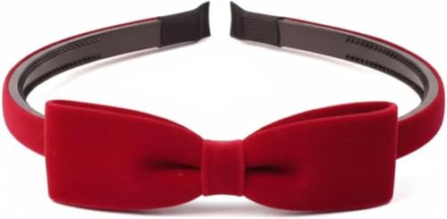 Burgundy Red Bowknot Headband Non-Slip Toothed Hairband for Women