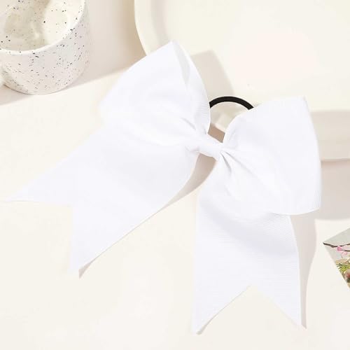 Twpribarn 8-Inch Jumbo Cheer Hair Bows with Elastic Ponytail Holder 2-Pack