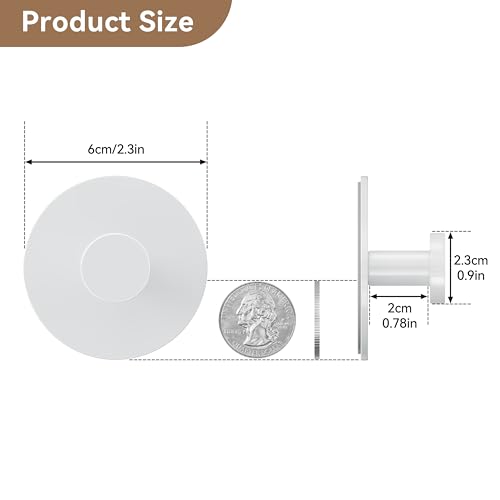 bussdis White Adhesive Wall Hook 4 Pack - Heavy Duty 12 LB Capacity