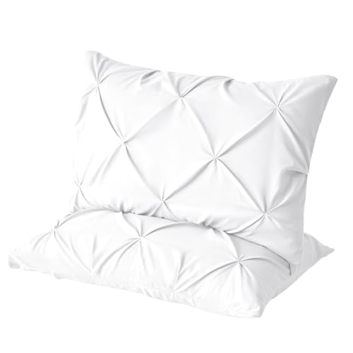 VACVELT 2-Pack White Pintuck Pillow Shams, 20x26 Inch