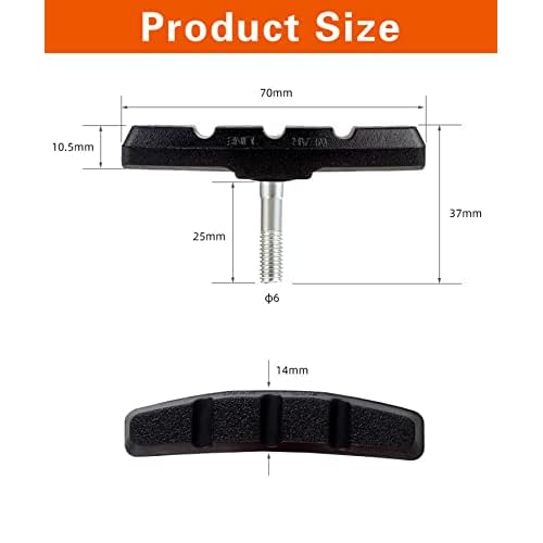2 Pairs Bike Brake Pad Set - Professional Mountain and Road Bicycle 70mm V-Brake Pads - Bike Brake Blocks Kit with Hex Nut and Shims - No Noise No Skid - Black