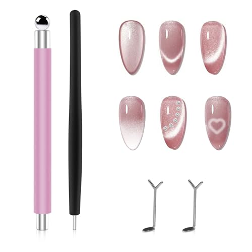 Cat Eye Magnet Set 4-Piece Dual-Ended Wand & Magnetic Beads for Gel Polish