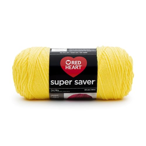 Red Heart Super Saver Yarn - Bright Yellow, 1-Pack, Medium Weight, 364 Yards
