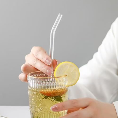 Reusable Glass Drinking Straws with Cleaning Brush - 2-Piece Set