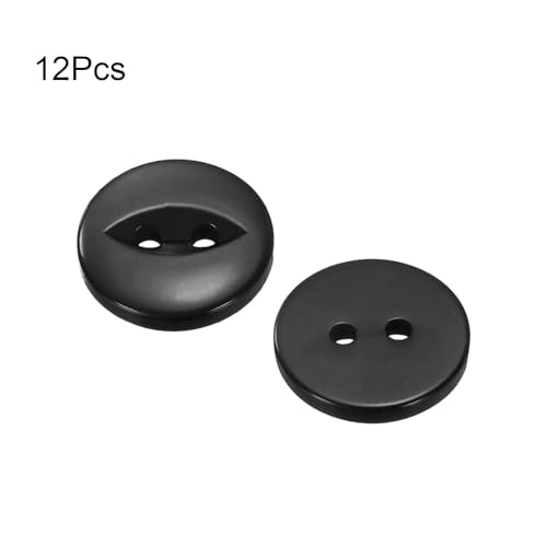 HARFINGTON 12pcs 28L Black Round Resin Sewing Buttons 18mm