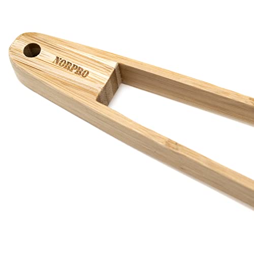 Norpro 12-Inch Bamboo Kitchen Tongs - Heat-Resistant Serving Utensil