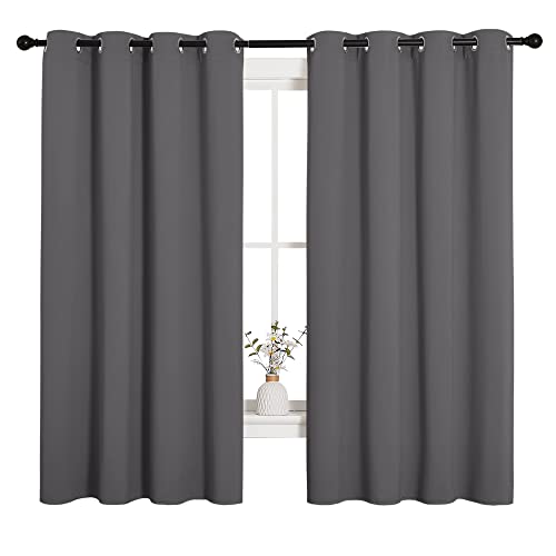 NICETOWN Grey Blackout Curtains 55"x68" - 2 Panels for Bedroom