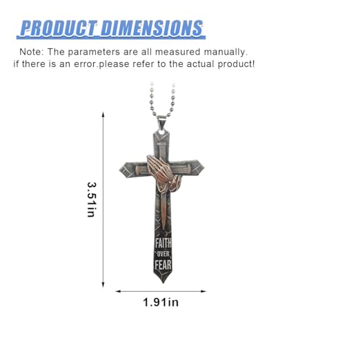 Praying Hands Cross Car Pendant - Faith Over Fear Mirror Charm