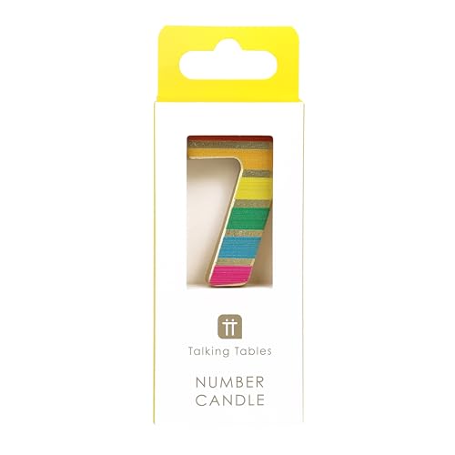 Rainbow Number 7 Birthday Candle - Premium Cake Topper Decoration