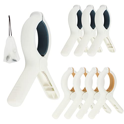 Large Beach Towel Clips for Chairs, 8 Pack Blue & Khaki - Non-Slip