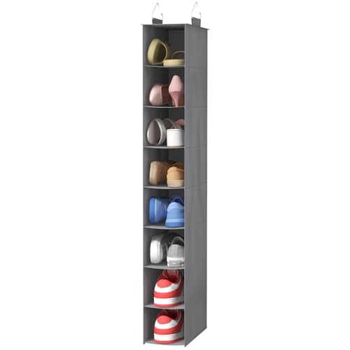 Lifewit 8-Section Hanging Shoe Organizer - Space-Saving Gray Storage