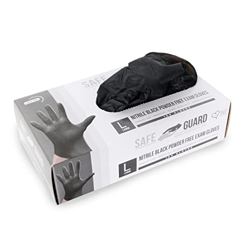 Safeguard Black Nitrile Disposable Gloves, Extra Large, Powder Free (100 Pc)