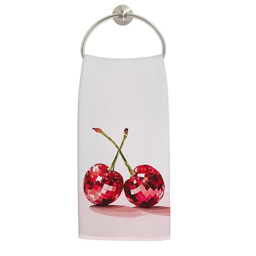Red Cherry Decorative Kitchen Towel, 16x24 Inch Y2K Funky Hand Towel