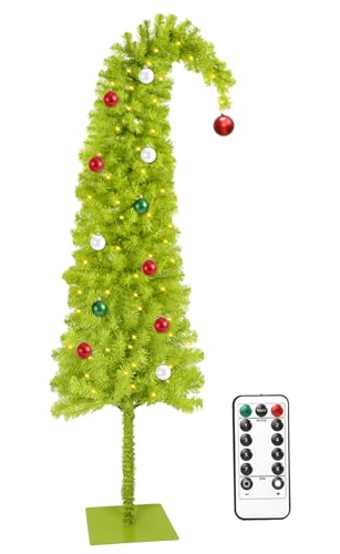 5ft Lime Green Artificial Christmas Tree with 150 LED Lights & Ornaments
