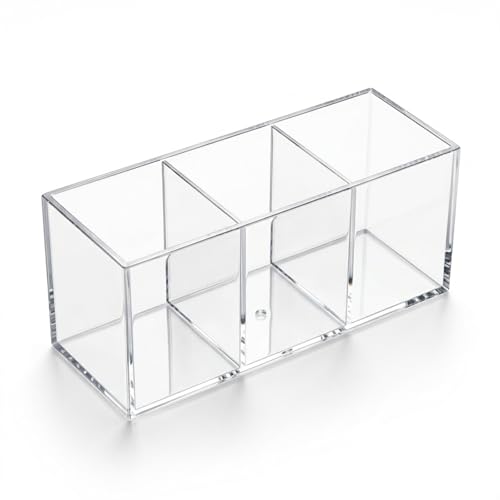Daxilonyz 3-Section Acrylic Cutlery Organizer, Transparent Medium Holder