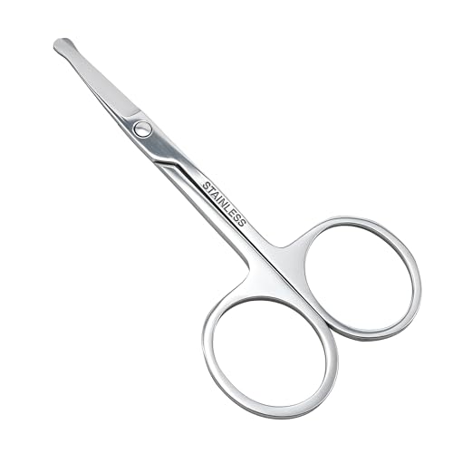 BlingKingdom Rounded Tip Nose Hair Scissors for Safe Facial Grooming