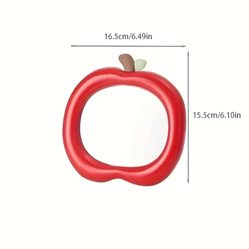 Red Apple Shaped Makeup Mirror - Portable Foldable Desk Vanity Mirror
