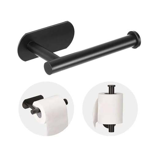 Self-Adhesive Stainless Steel Toilet Paper Holder - Matte Black