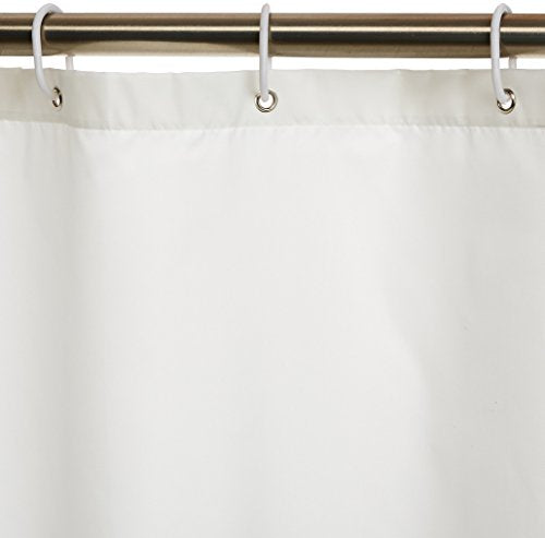 Water-Repellent White Shower Curtain with Hooks, 72x72 Inches