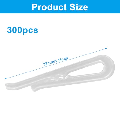 Zorveiio 300pcs Clear Plastic U-Shape Alligator Clips - Durable Fabric Fasteners