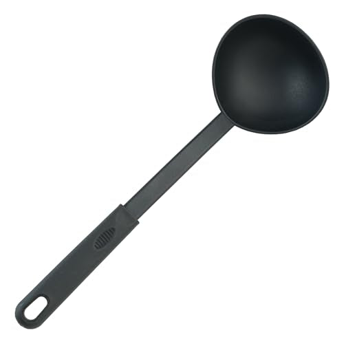 Winco 6 oz Red Heavy-Duty Nylon Ladle 2 oz Black Handle - Commercial Kitchen Utensil