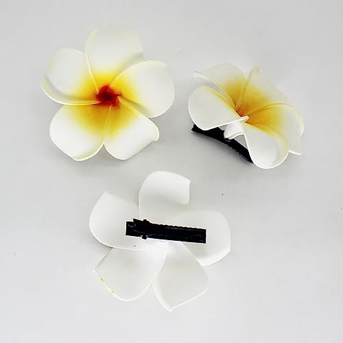 Hawaiian Plumeria Flower Hair Clips 10 Pack Artificial Tropical Barrettes