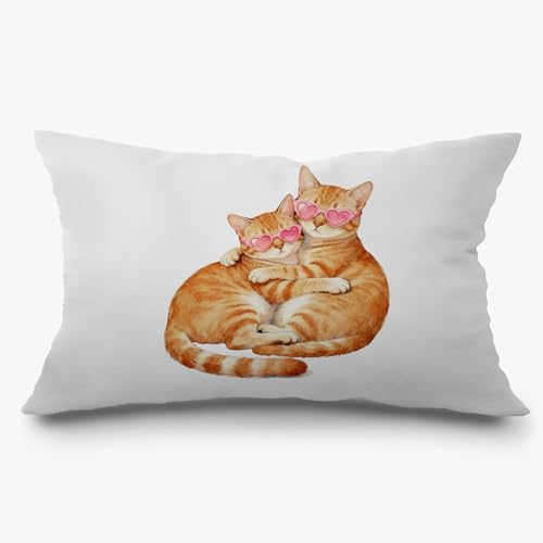 Orange Tabby Cat Gifts Lumbar Pillow Covers 12x20 - Rustic Design