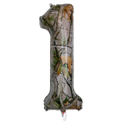 38 Inch Camo Number 1 Balloon - Hunter Mylar Birthday Decoration (1 Count)