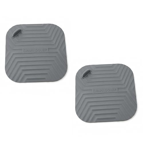 Gray Silicone Drain Stoppers - 2pcs Easy Clean Shower Covers