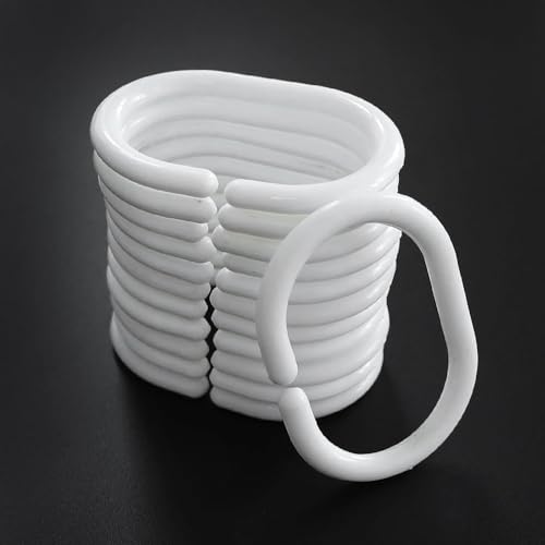 12-Pack Plastic Shower Curtain Hooks - C-Shaped Clips for Easy Glide
