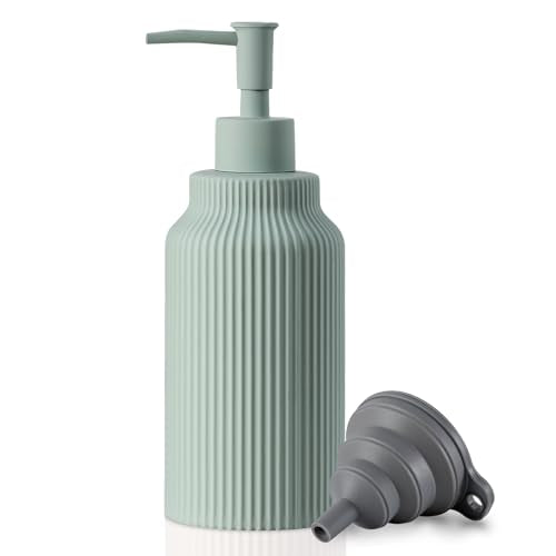 Green Ceramic Soap Dispenser - 14oz Soft Touch Lotion Pump
