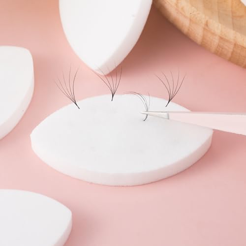 Isslly 10 Pcs White Lash Extension Practice Sponge, Eye Shaped Mapping Pads