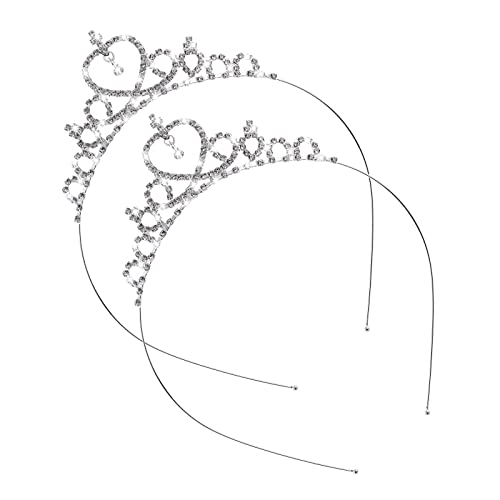 Sibba Princess Crown Tiara 2-Pack Crystal Rhinestone Pearl Headband