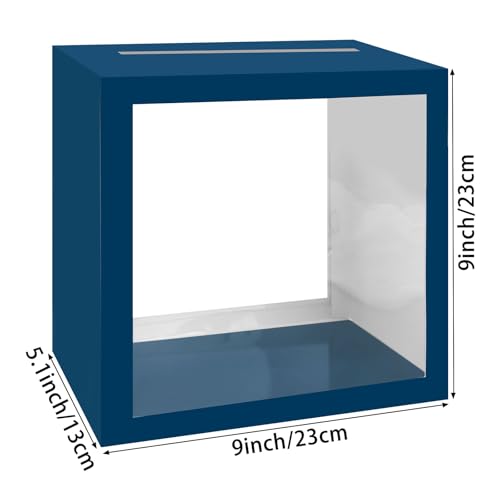 Navy Blue Card Box with Clear Window for Weddings & Events