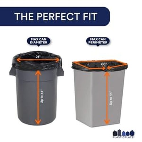 Plasticplace Contractor Trash Bags 42 Gallon │ 6.0 Mil │ Black Heavy Duty Garbage Bag │ 33” x 48” (25 Count)
