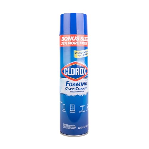 Clorox Foaming Glass Cleaner Spray - Streak-Free, 22 Oz