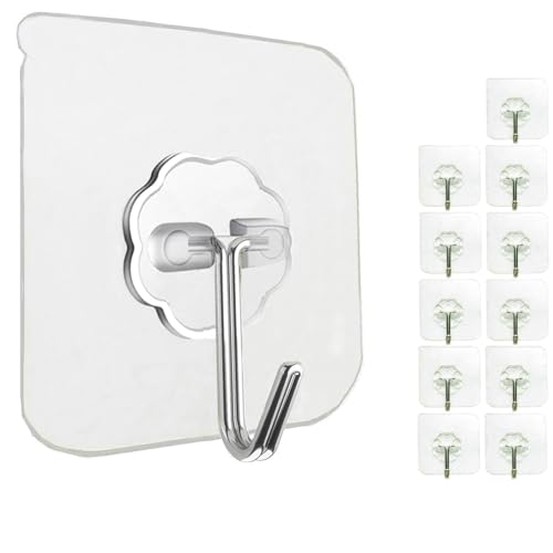 12 Pack Heavy Duty Self Adhesive Wall Hooks – 33LB Capacity