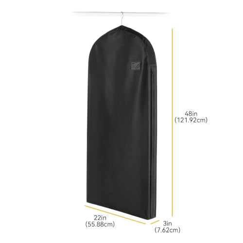 Whitmor Deluxe 48" Garment Bag, Heavy Duty 3" Gusset - 3 Pack Black