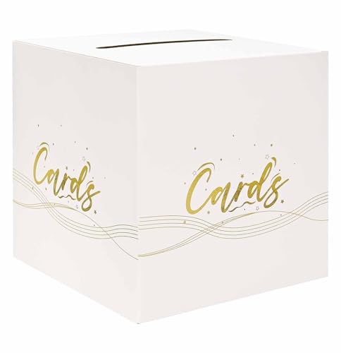 White and Gold Gift Card Box for Weddings and Parties - 9.8"