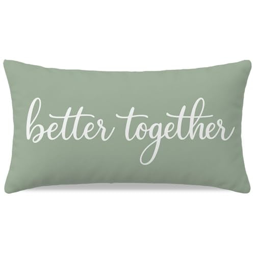 HERHOME Better Together Sage Green Decorative Throw Pillow Cover 12x20 Inch