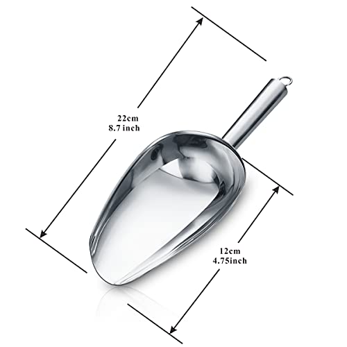 Berglander 6oz Stainless Steel Ice Scoop - Heavy Duty Metal Silver Scooper