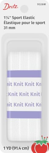 Dritz Sport Knit Elastic 1-1/4 Inch, White - Soft & Flexible