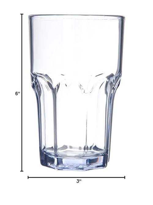 Carlisle FoodService Products Louis Clear Tumbler Tall Glass for Restaurants, Catering, Kitchens, Plastic, 10 Ounces, Clear, (Pack of 24)