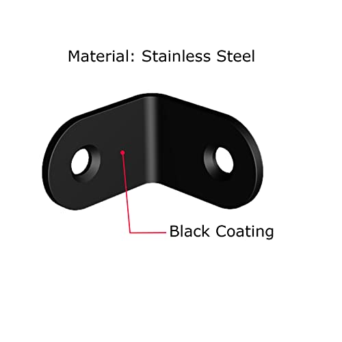 Black Corner Brackets - Stainless Steel L Bracket (20 Pack) 0.8x0.8x0.6"