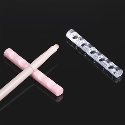 Mozeat Lens Acrylic Nail Brush Holder Stand - 2 Pcs Clear & Pink